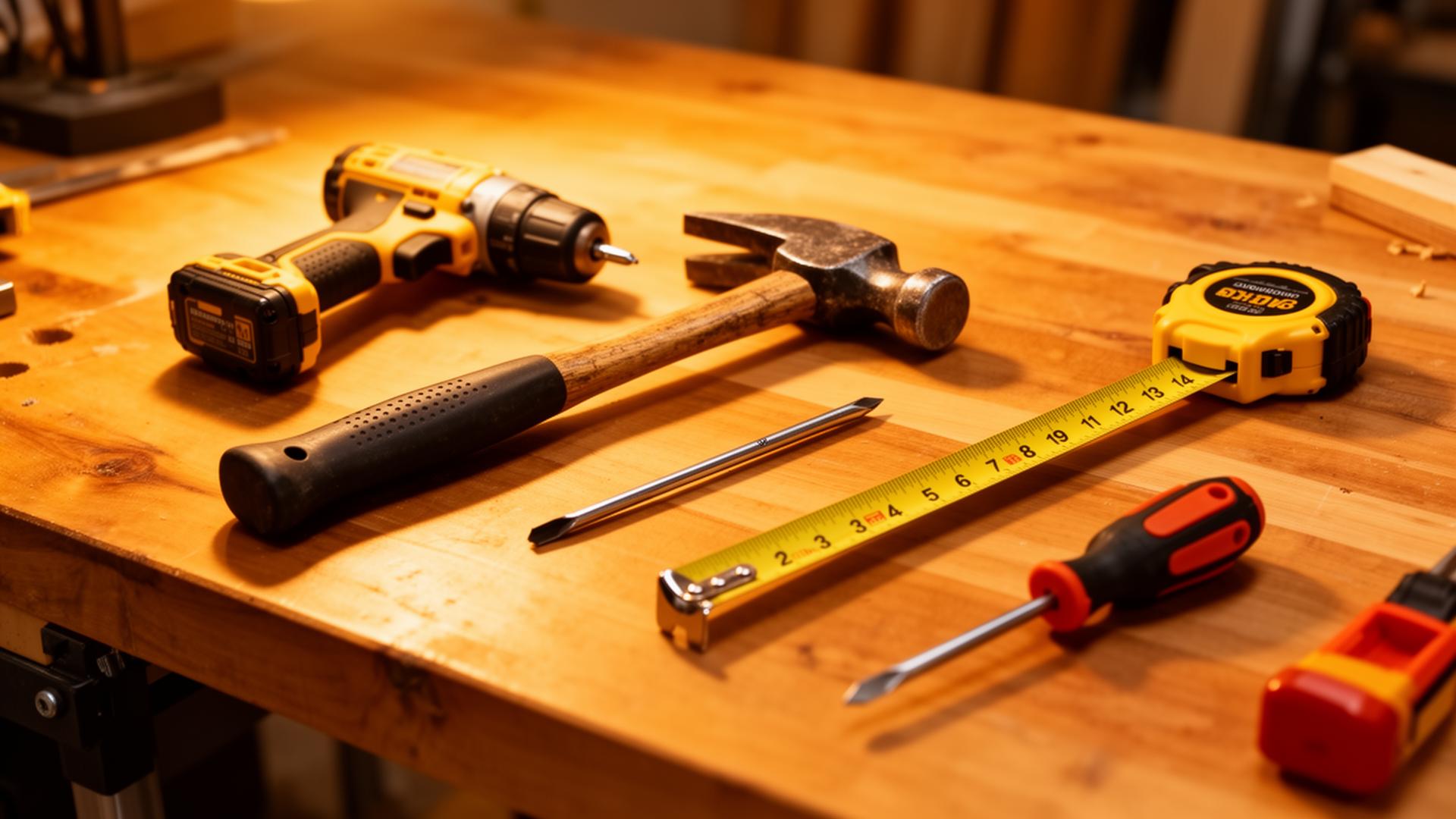 Professional tools on workbench